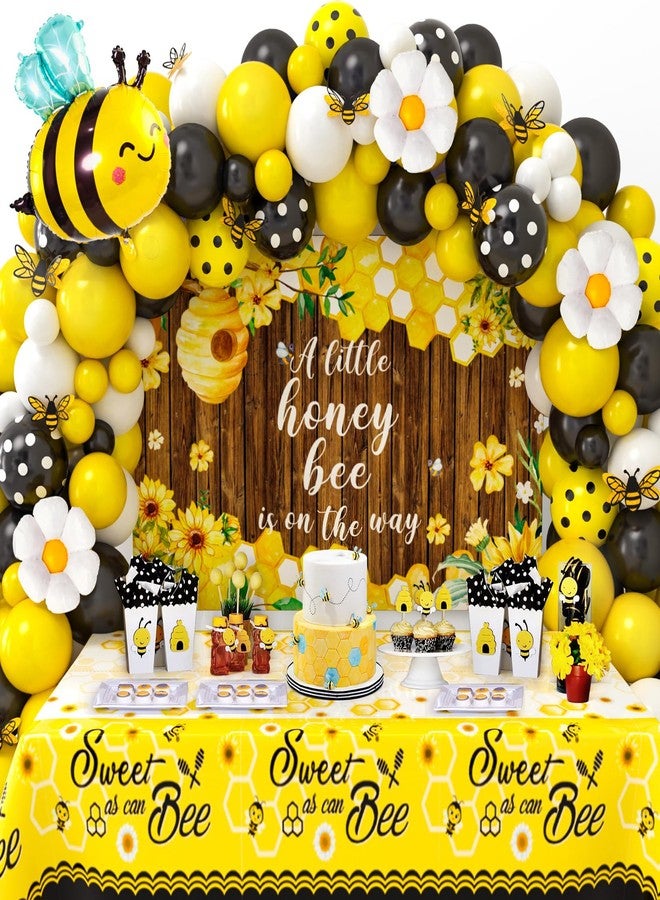 Winrayk 133Pcs Bee Baby Shower Decorations Bumble Bee Themed Baby Shower, Honey Bee Balloon Arch Sweet As Can Bee Tablecloth Backdrop Bee Wall Decor, Birthday Party Supplies Boy Girl Baby Shower Decor - Image 1